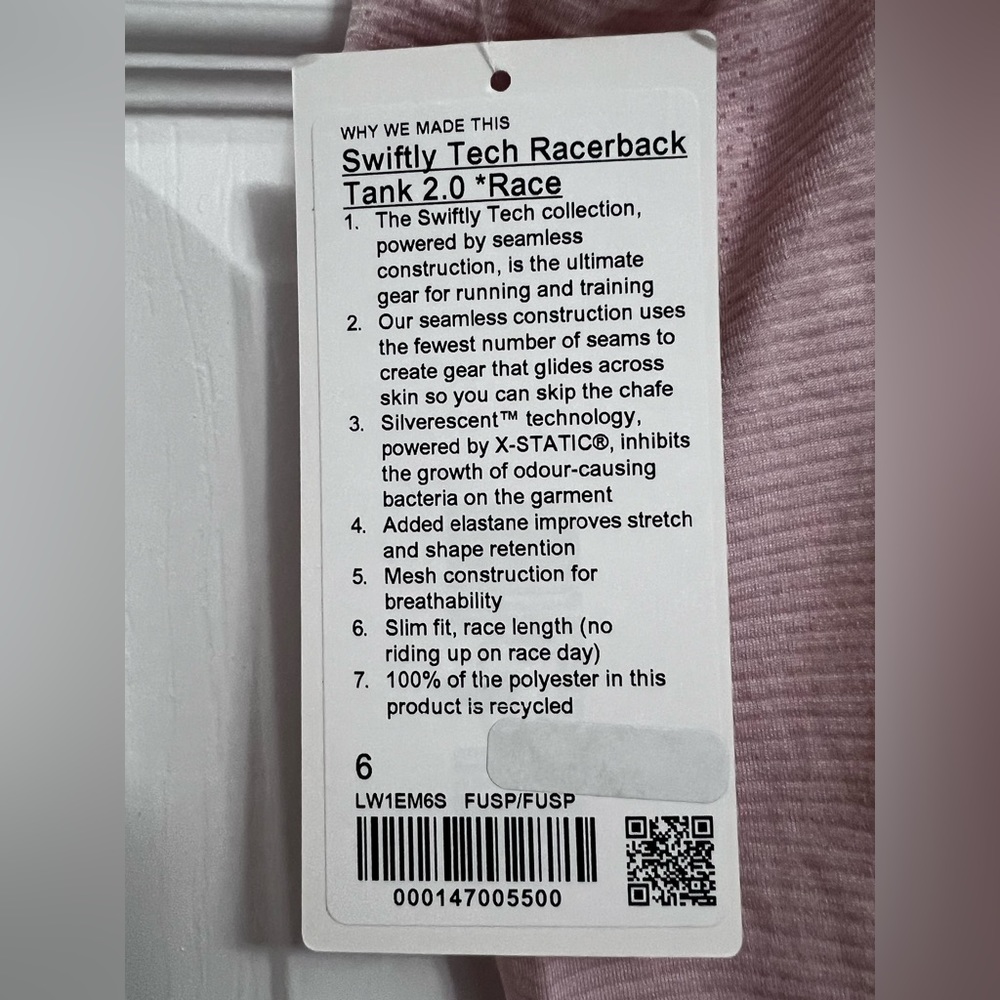 Lululemon Swiftly Tech Racerback Tank 2.0 *Race Length
Color: Flush Pink - Picture 4 of 6
